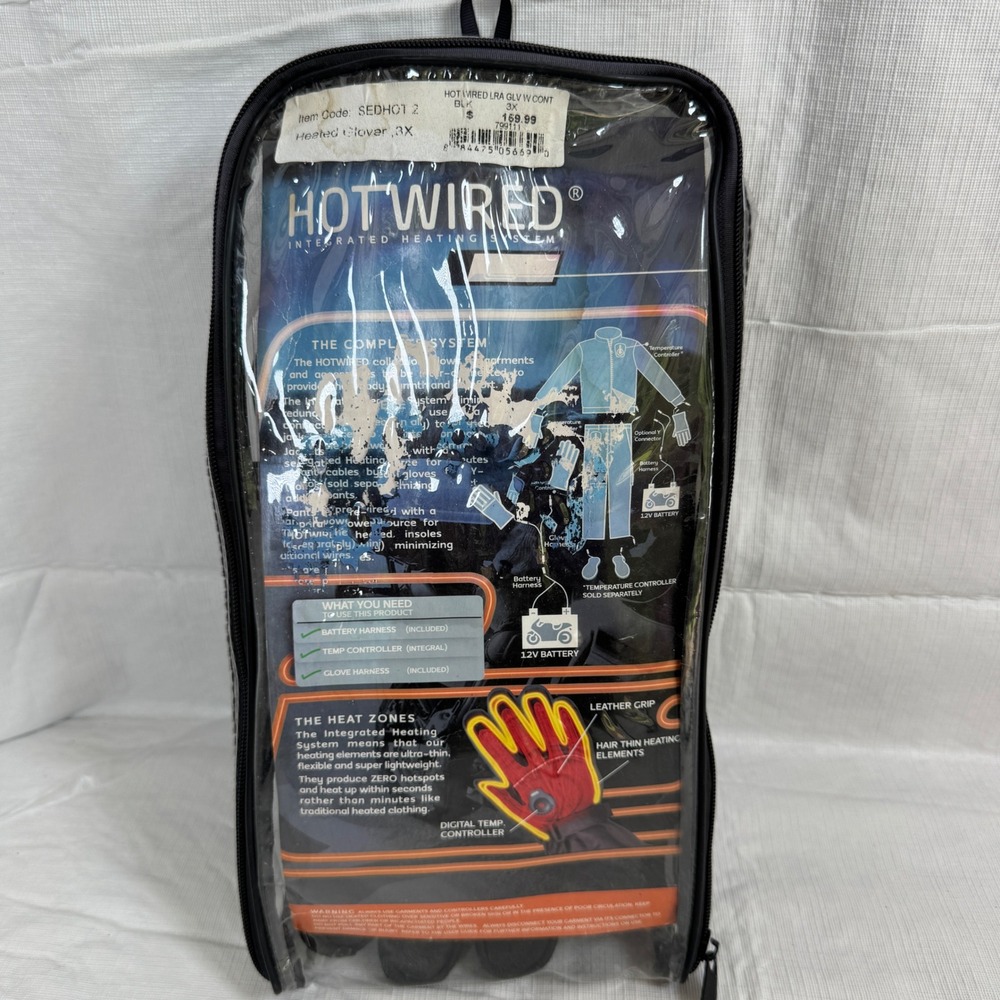 Hotwired 12V Touring Edition Heated Gloves Black Leather XXXL 3XL‎ Motorcycle